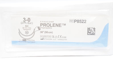 Ethicon P8522 3-0 PROLENE Polypropylene Stre SH 26mm 1/2c Taper 36inch (x)